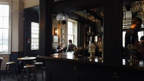 Inside The White Cross pub beside The River Thames in Richmond, West London, UK Stock Footage 102722721