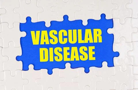 Inside the white puzzles on a blue background it is written - vascular diseas Stock Photos