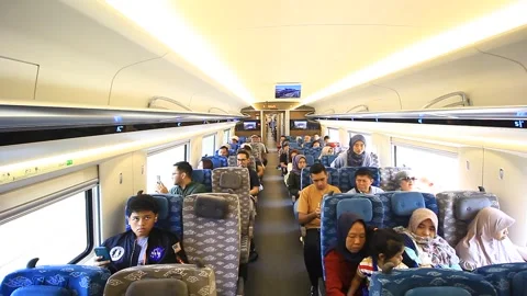 INSIDE OF WHOOSH TRAIN, FASTEST TRAIN IN INDONESIA Video stock 252760855