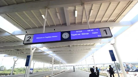 INSIDE OF WHOOSH TRAIN STATION, FASTEST TRAIN IN INDONESIA Video stock 252757893