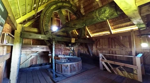 Inside the windmill in Tokarnia open-air museum, Poland Stock Footage 50993513