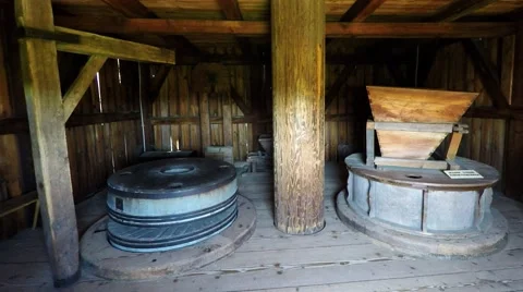Inside the windmill in Tokarnia open-air museum, Poland Stock Footage 50993584