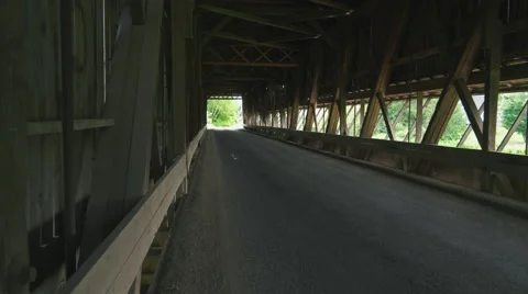 Inside of Wood Covered Bridge. Stock Footage 65449402