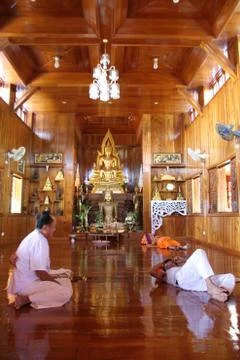 Inside wooden temple Foto stock