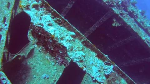 Inside the wreck of the Giannis D, Red sea, Egypt Video stock 64200382