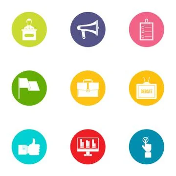 Insider information icons set, flat style Ilustração Stock