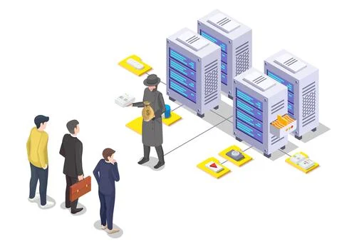 Insider threat 3d vector anonymous hacker attack Stock-Illustration