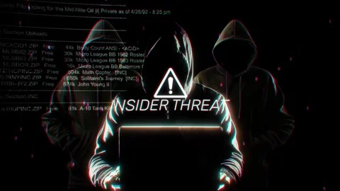 Insider Threat words of hacking screen in technology Stock Footage 342457690