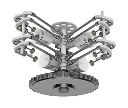 Insides v4 engine isolated on white Stock Illustration