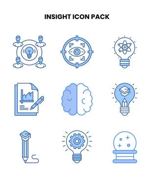 Insight Blue Collection Icons Pack Stock Illustration