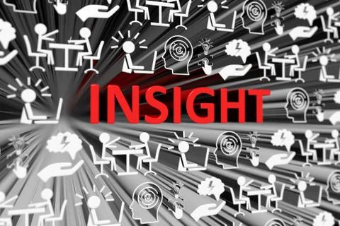 INSIGHT concept blurred background 3d render illustration Stock Illustration