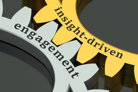 Insight-driven engagement concept on the gearwheels, 3D rendering Stock Illustration