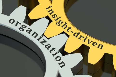 Insight-driven organization concept on the gearwheels, 3D rendering Stock Illustration