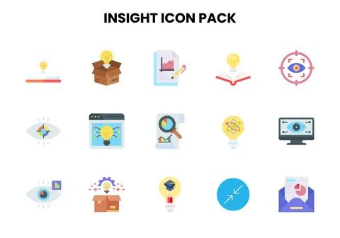 Insight Flat Bundle Icons Pack Stock Illustration