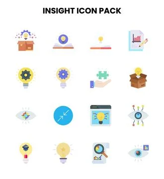 Insight Flat Collection Icons Pack 库存插图