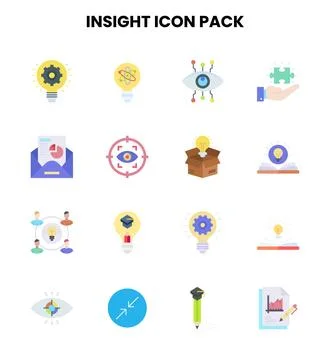 Insight Flat Design Icons Pack Stock Illustration