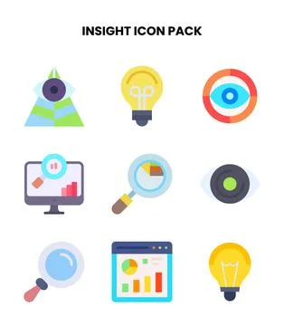 Insight Flat Design Icons Pack Stock Illustration