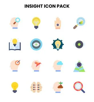 Insight Flat Design Icons Pack Stock Illustration