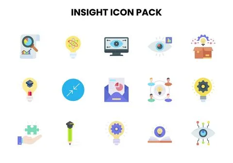 Insight Flat Scalable Icons Pack 스톡 일러스트