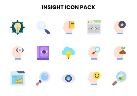 Insight Flat Set Icons Pack Illustrazione stock