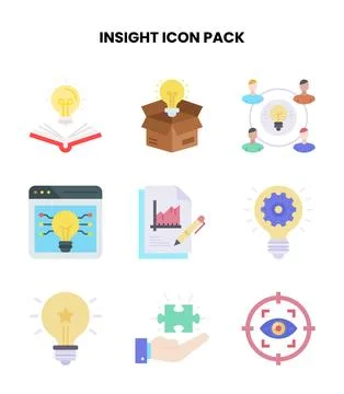 Insight Flat Vector Icons Pack Stock Illustration