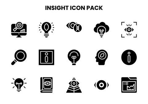 Insight Glyph UI Icons Pack Stockillustratie