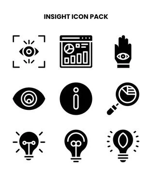 Insight Glyph Vector Icons Pack Stock Illustration
