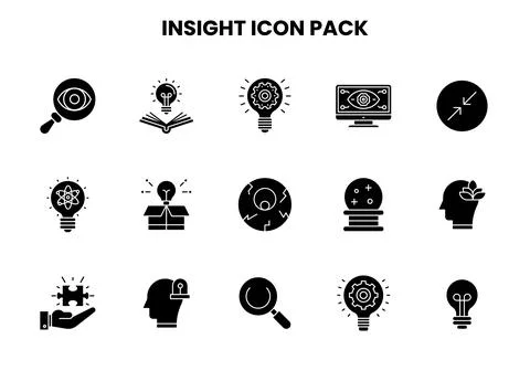 Insight Glyph Vector Icons Pack Stock Illustration