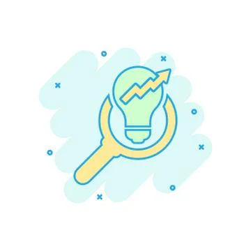 Insight icon in comic style. Bulb vector cartoon illustration on white isolat 스톡 일러스트