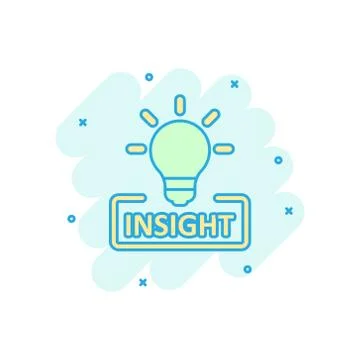 Insight icon in comic style. Bulb vector cartoon illustration on white isolat Stock Illustration