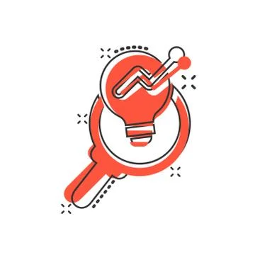 Insight icon in comic style. Bulb vector cartoon illustration on white isolat Illustrazione stock