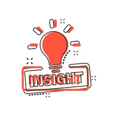 Insight icon in comic style. Bulb vector cartoon illustration on white isolat Illustrazione stock