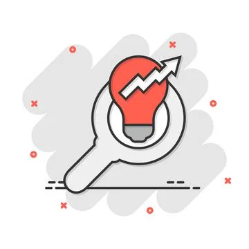 Insight icon in comic style. Bulb vector cartoon illustration on white isolat Stock Illustration