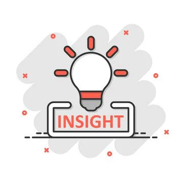 Insight icon in comic style. Bulb vector cartoon illustration on white isolat Stock Illustration