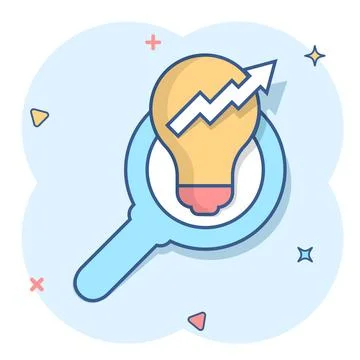 Insight icon in comic style. Bulb vector cartoon illustration on white isolat 스톡 일러스트