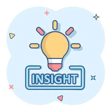 Insight icon in comic style. Bulb vector cartoon illustration on white isolat Stock Illustration