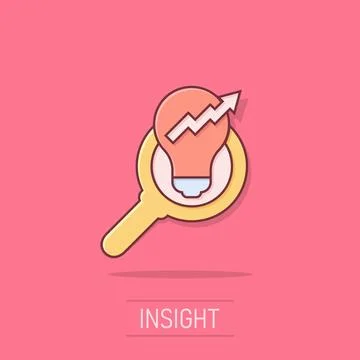 Insight icon in comic style. Bulb vector cartoon illustration on white isol.. Stock Illustration