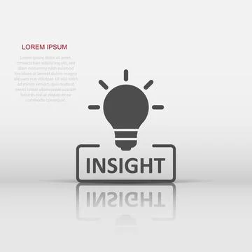 Insight icon in flat style. Bulb vector illustration on white isolated back.. Stock Illustration