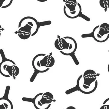 Insight icon seamless pattern background. Bulb vector illustration on white i Stock Illustration