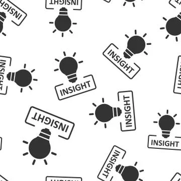 Insight icon seamless pattern background. Bulb vector illustration on white i Stock Illustration