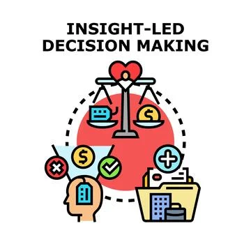 Insight led decision making process weighing options Stock Illustration