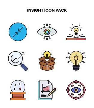 Insight Lineal Color Bundle Icons Pack Stock Illustration