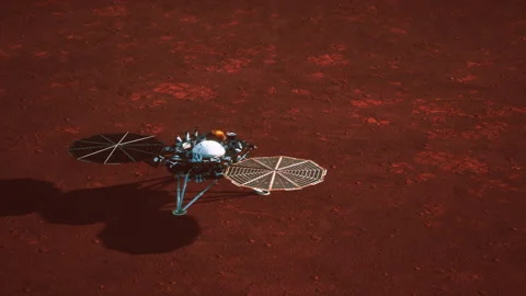 Insight Mars exploring the surface of red planet. Elements furnished by NASA. Stock Footage 197802537