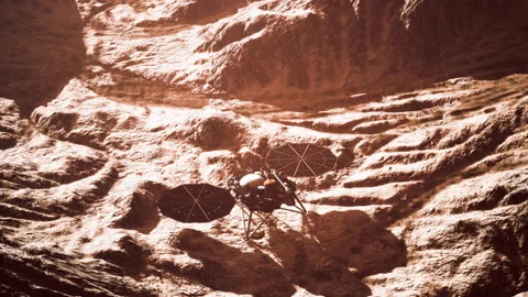 Insight Mars exploring the surface of red planet. Elements furnished by NASA. Stock Footage 202186701