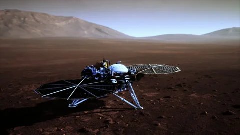 Insight Mars exploring the surface of red planet. Elements furnished by NASA. Stock Footage 204717524