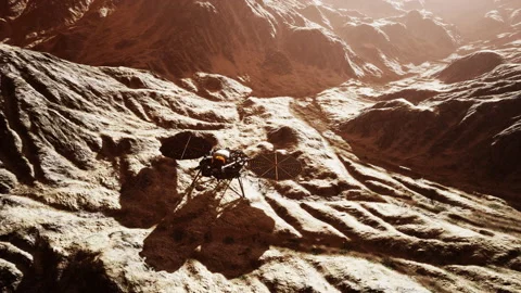 Insight Mars exploring the surface of red planet. Elements furnished by NASA. Stock Footage 207560151