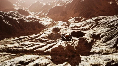 Insight Mars exploring the surface of red planet. Elements furnished by NASA. Stock Footage 208843852
