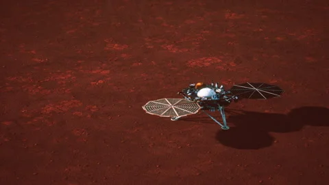 Insight Mars exploring the surface of red planet. Elements furnished by NASA. Stock Footage 209830708