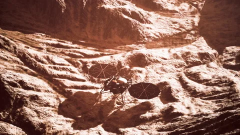 Insight Mars exploring the surface of red planet. Elements furnished by NASA. Stock Footage 211189130