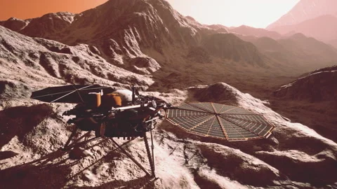 Insight Mars exploring the surface of red planet. Elements furnished by NASA. Stock Footage 212998802